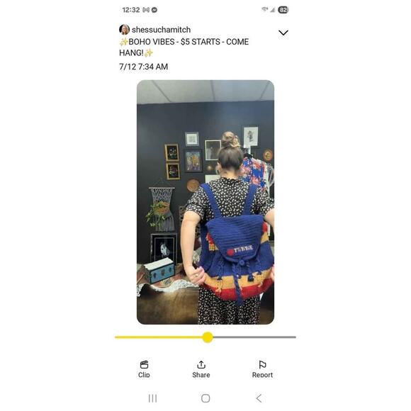 Handmade Crochet I Love Minnie Backpack Navy Red Tan Striped Disney Inspired - Picture 9 of 9